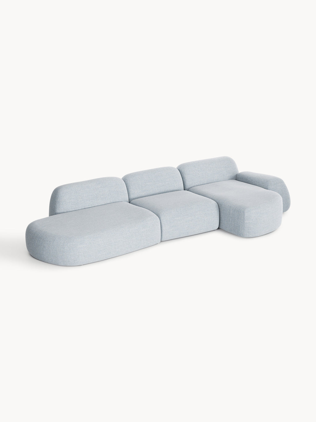 Wolke Modular Bouclé Corner Sofa (4-seater) with Chaise Longue — Mist Grey