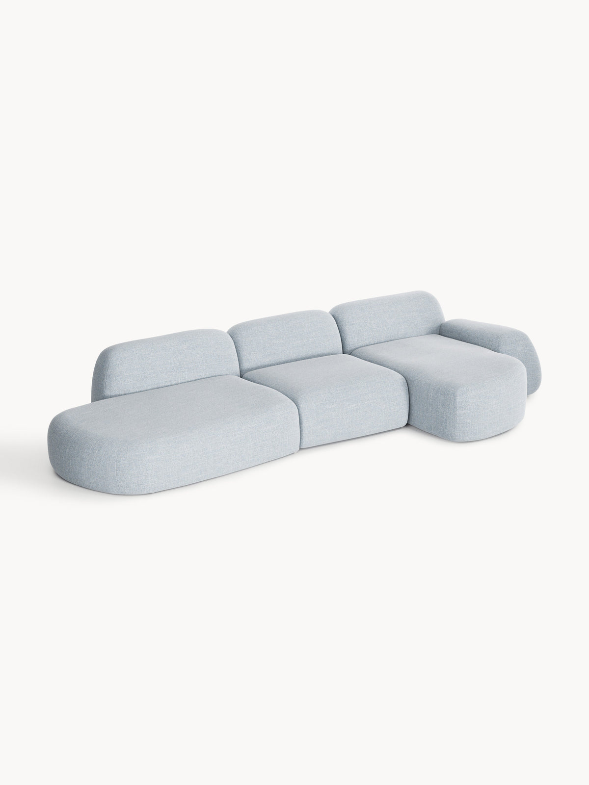 Wolke Modular Bouclé Corner Sofa (4-seater) with Chaise Longue — Mist Grey