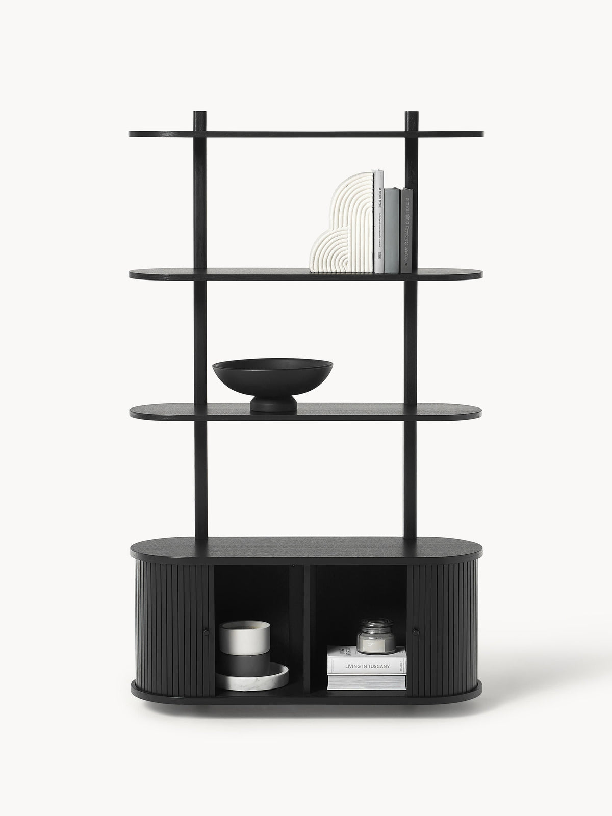 Calary Wall Shelf with Fluted Front — Slate Grey