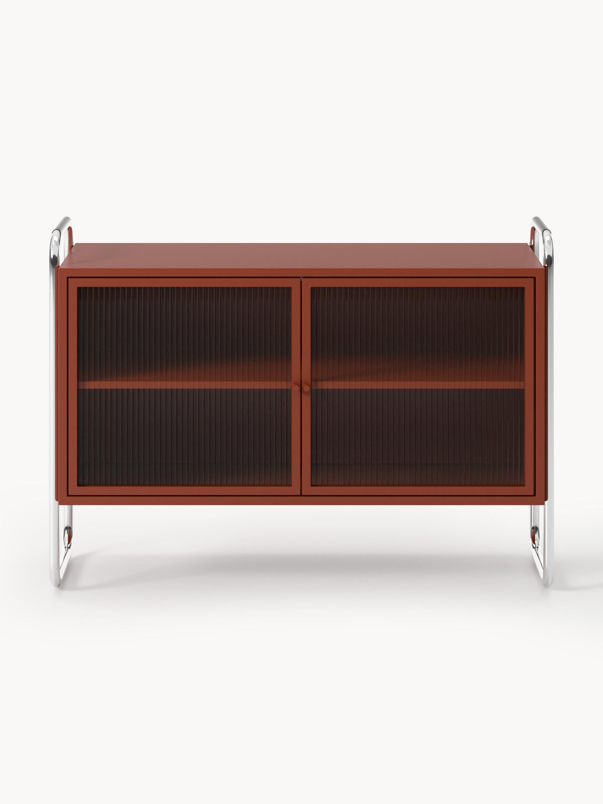 Robyn Metal-Sideboard with Glass-Front — Chocolate