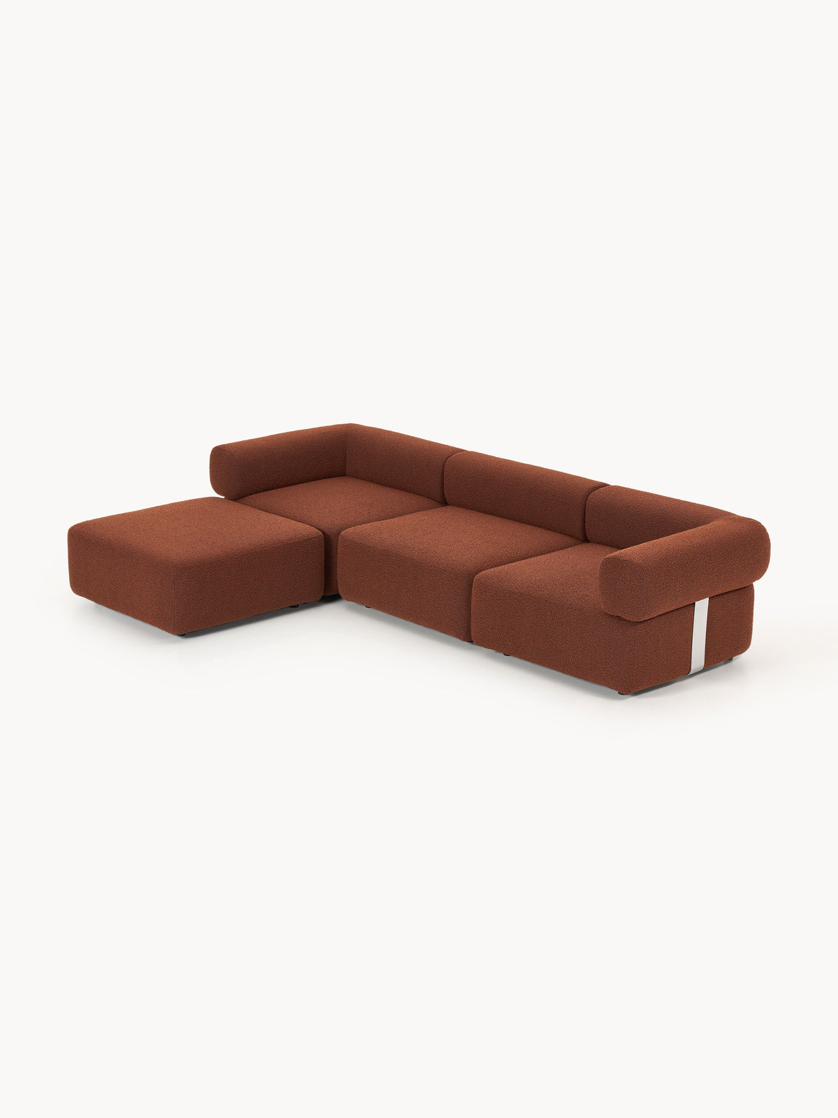 Anton Modular Bouclé Sofa (4-seater) with Ottoman (left/right) — Chocolate