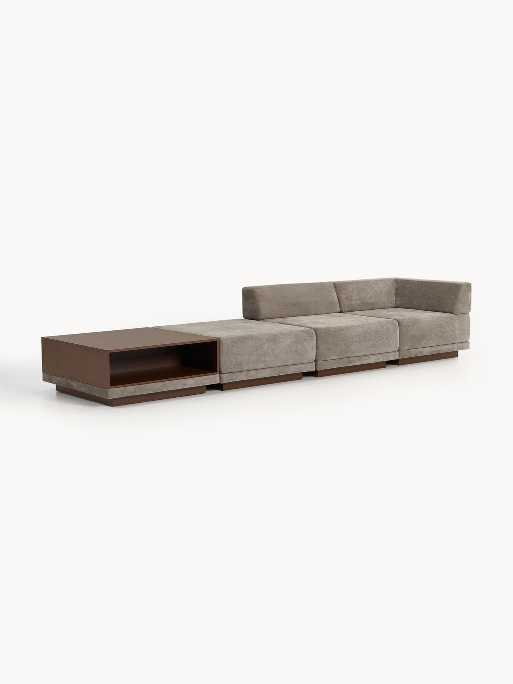 Colin Modular Sofa (4-seater) with Coffee Table & Ottoman — Taupe