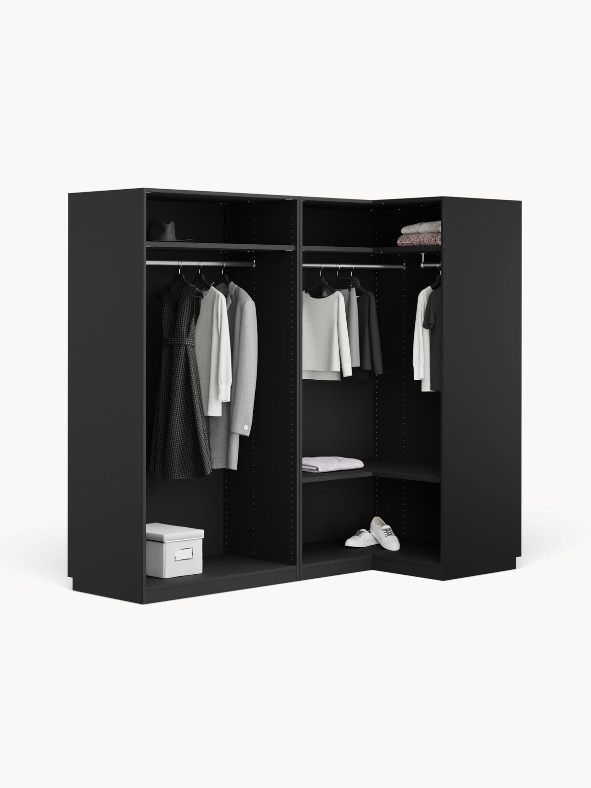 Leon Modular Corner Wardrobe, 215 cm Width, in various sizes — Charcoal