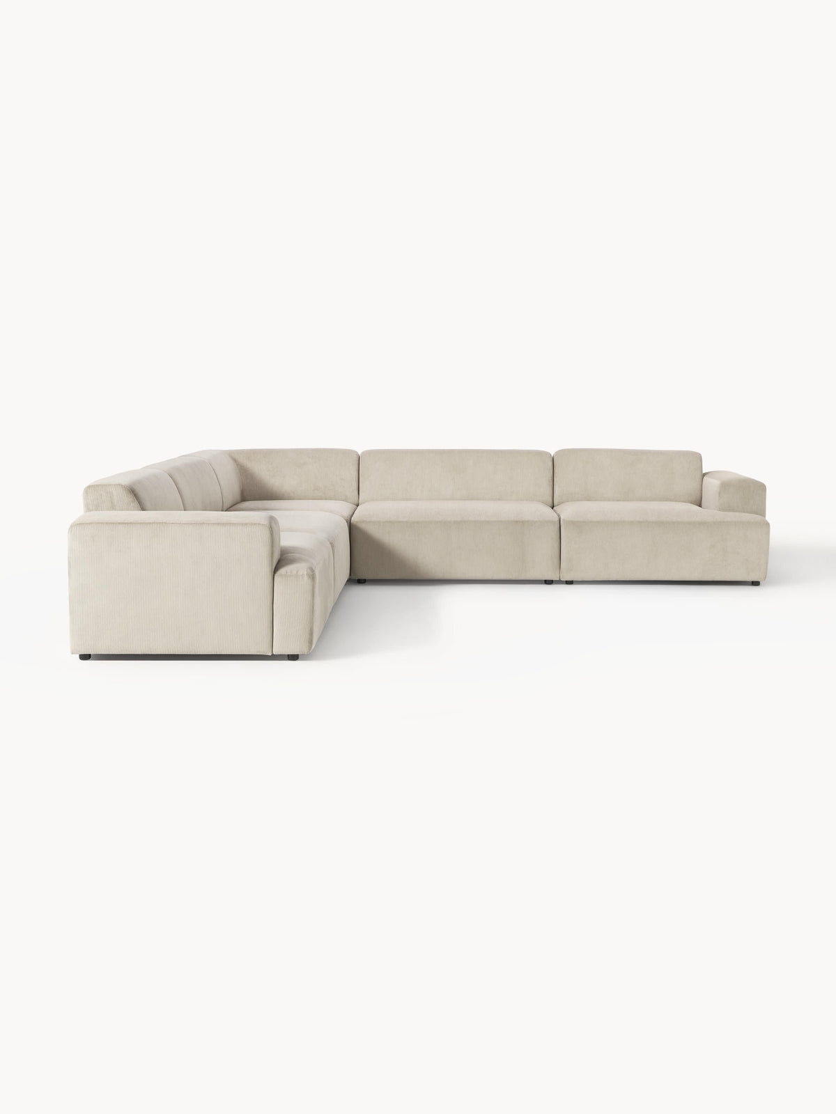 Melva Corduroy Corner Sofa (4-seater) — Sand Beige