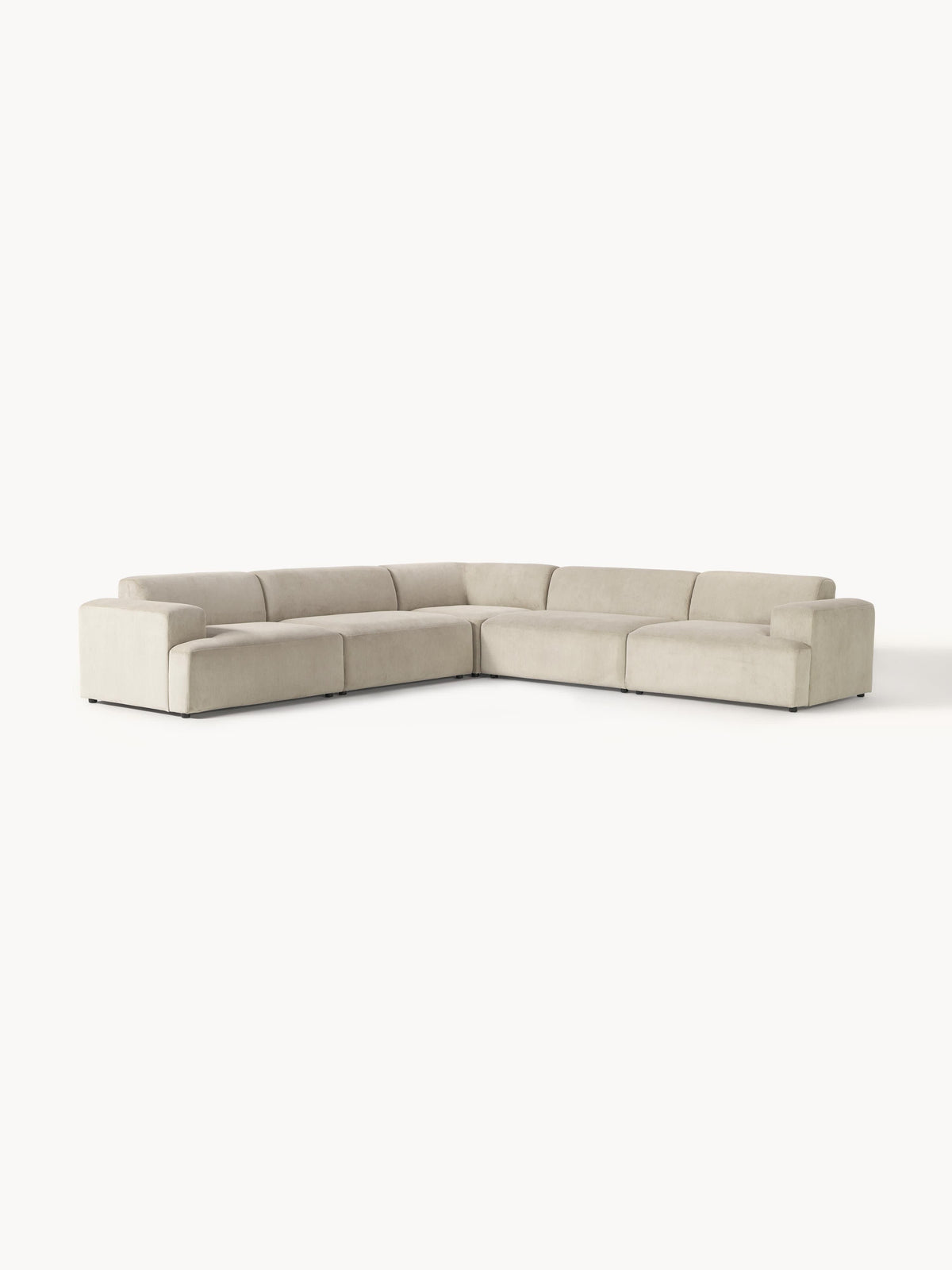 Melva Corduroy Corner Sofa (4-seater) — Sand Beige