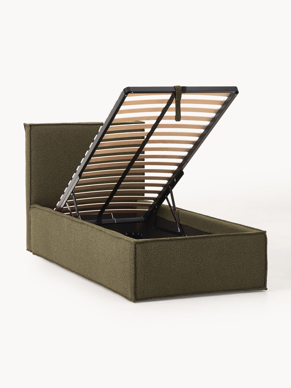 Dream Bouclé-Single Bed with Storage — Mushroom