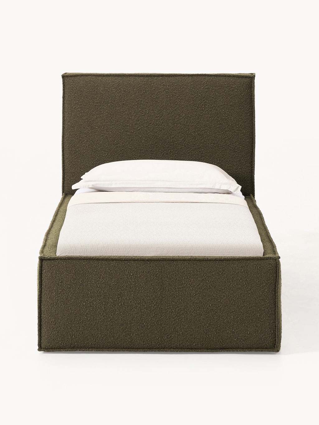 Dream Bouclé-Single Bed with Storage — Mushroom