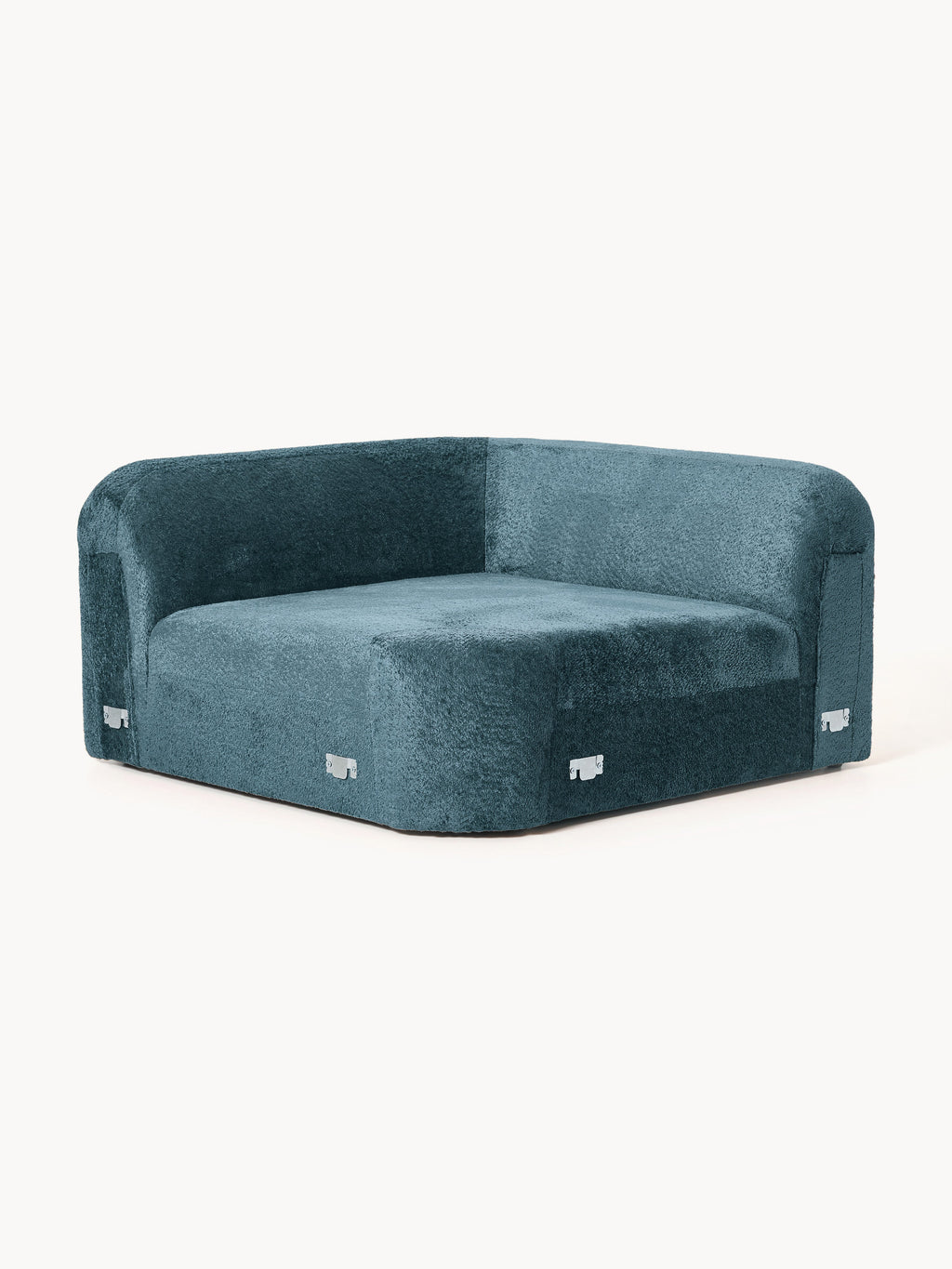 Wolke Round Teddy Bouclé Corner Module — Teal