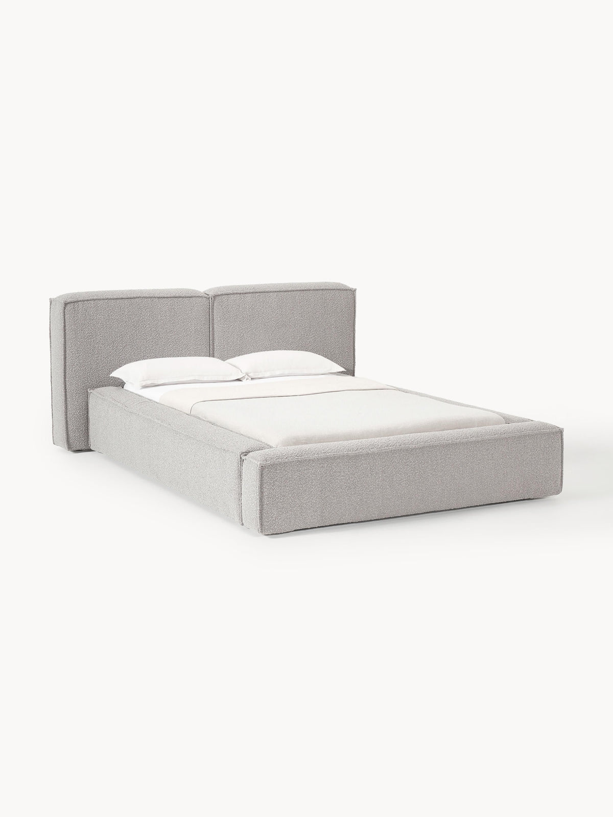 Lennon Bouclé Upholstered Bed — Light Grey
