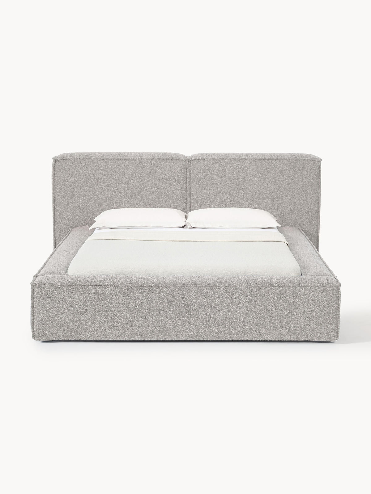 Lennon Bouclé Upholstered Bed — Light Grey
