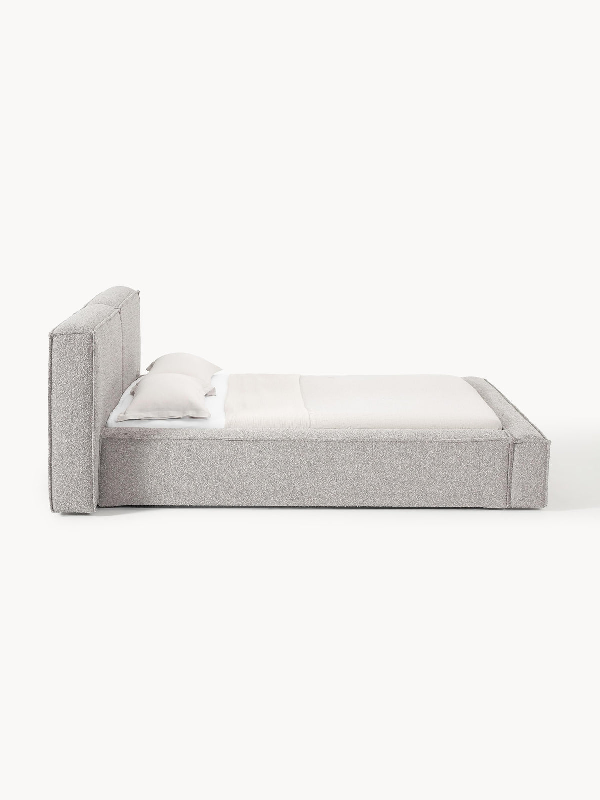 Lennon Bouclé Upholstered Bed — Light Grey