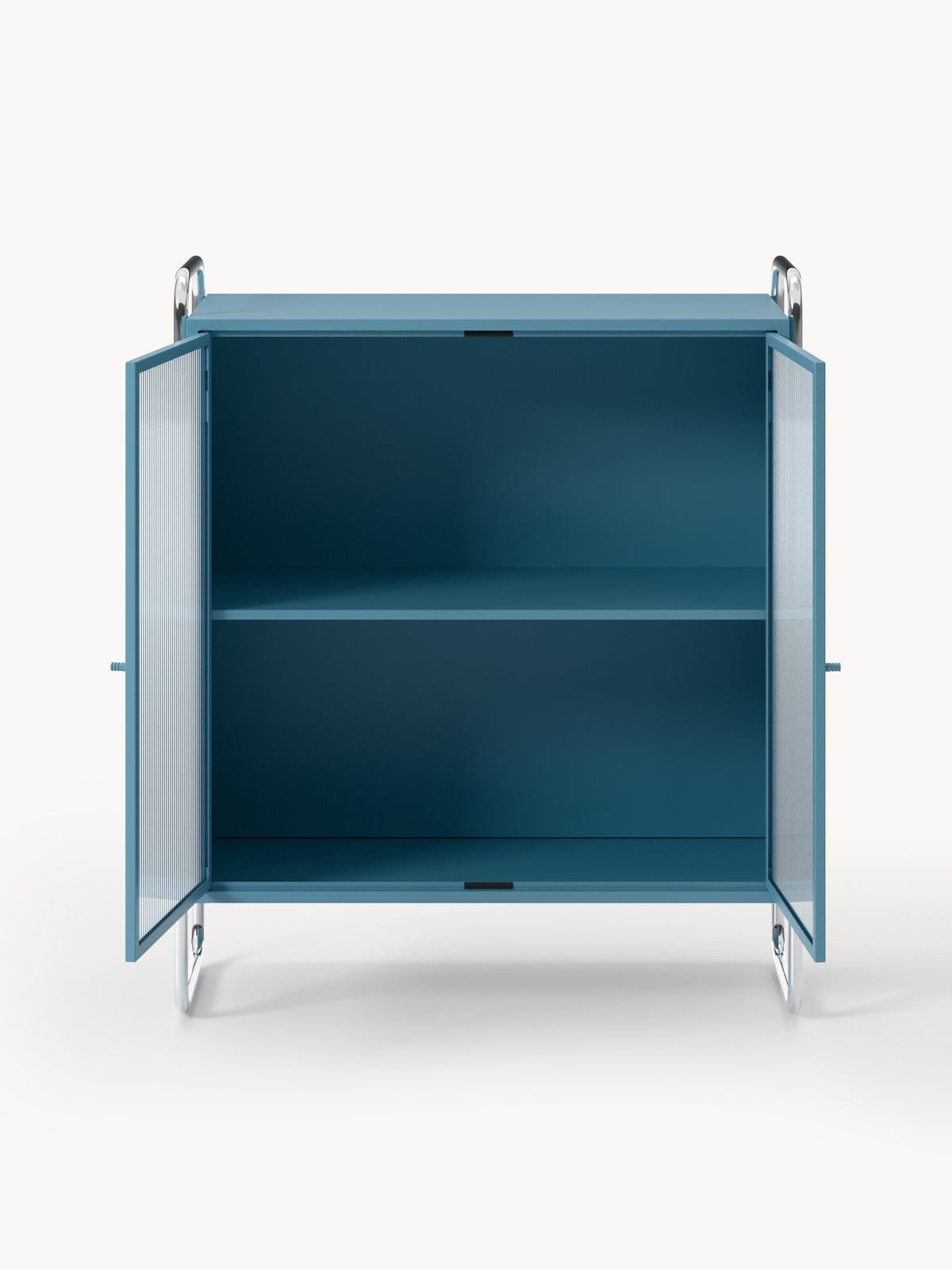Robyn Metal-Display Cabinet with Glass-Front — Navy