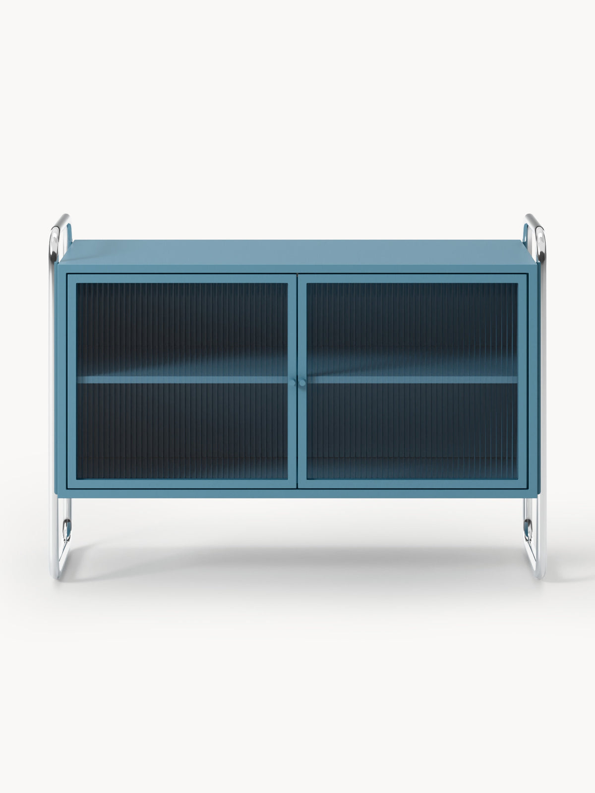 Robyn Metal-Sideboard with Glass-Front — Slate Grey