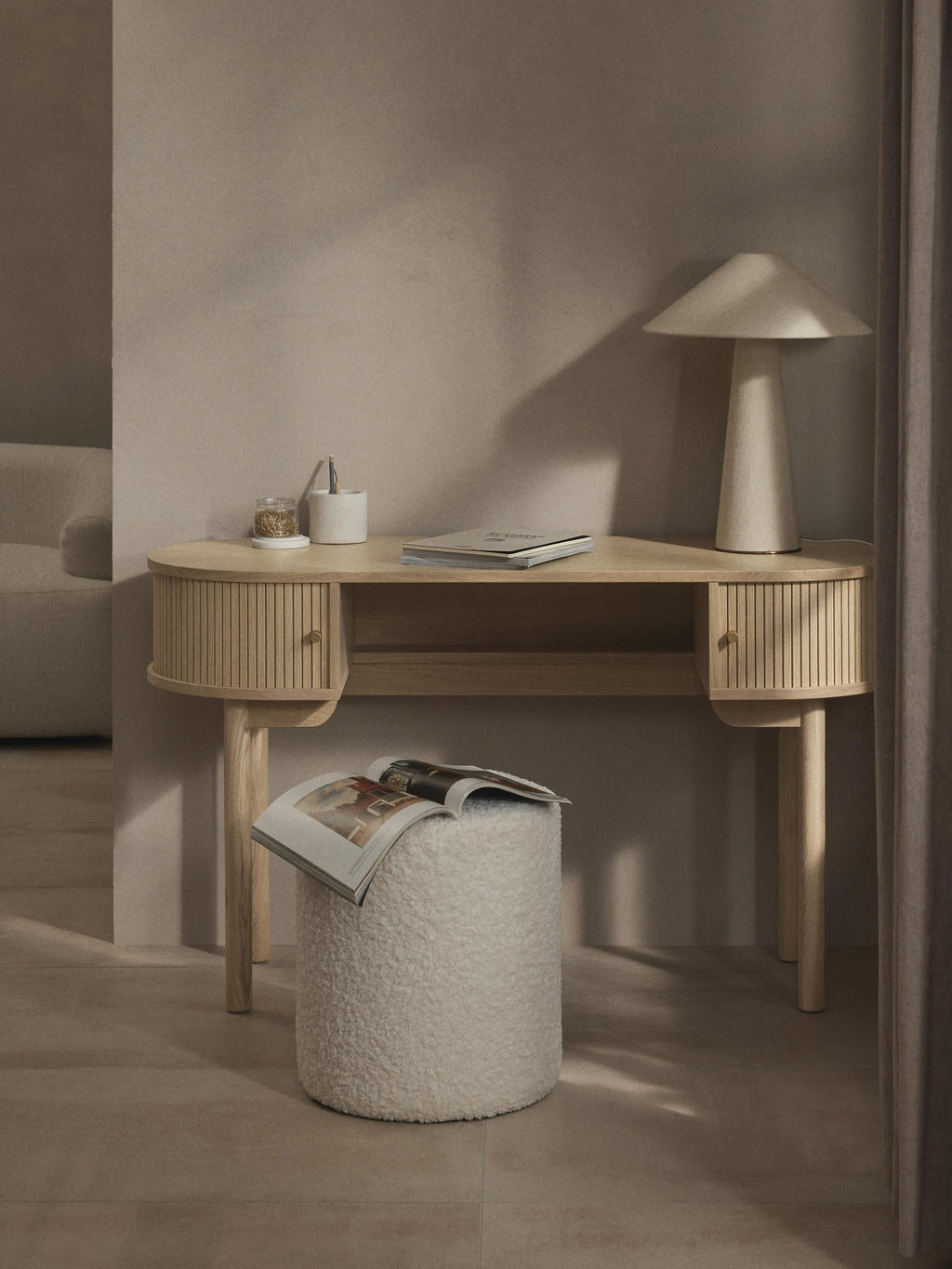 Calary Desk with Fluted Front — Sand