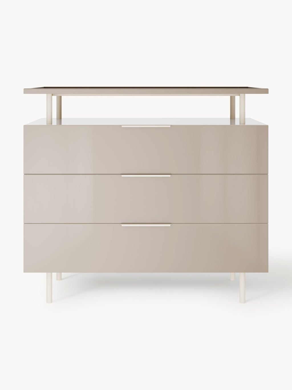 Lennie High-Gloss Chest of Drawers — Oatmeal