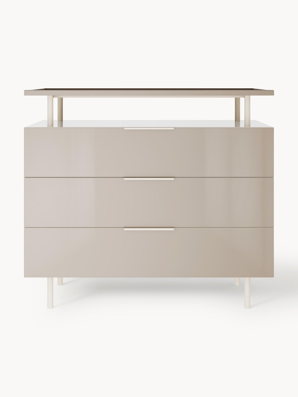 Lennie High-Gloss Chest of Drawers — Oatmeal