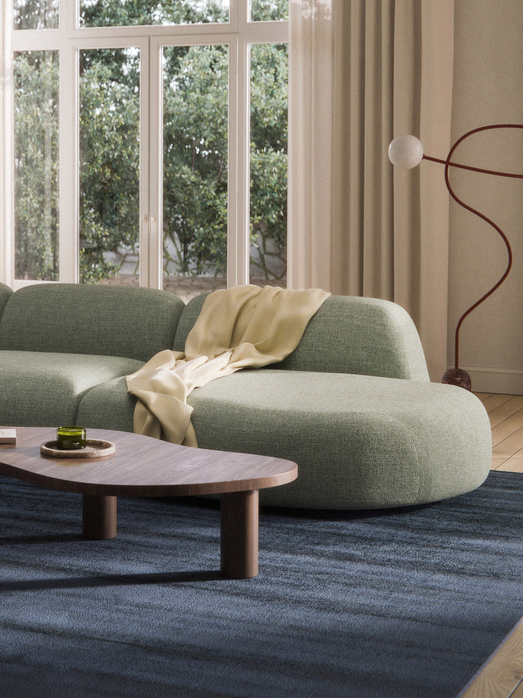 Wolke Bouclé-Chaise-Module — Oatmeal