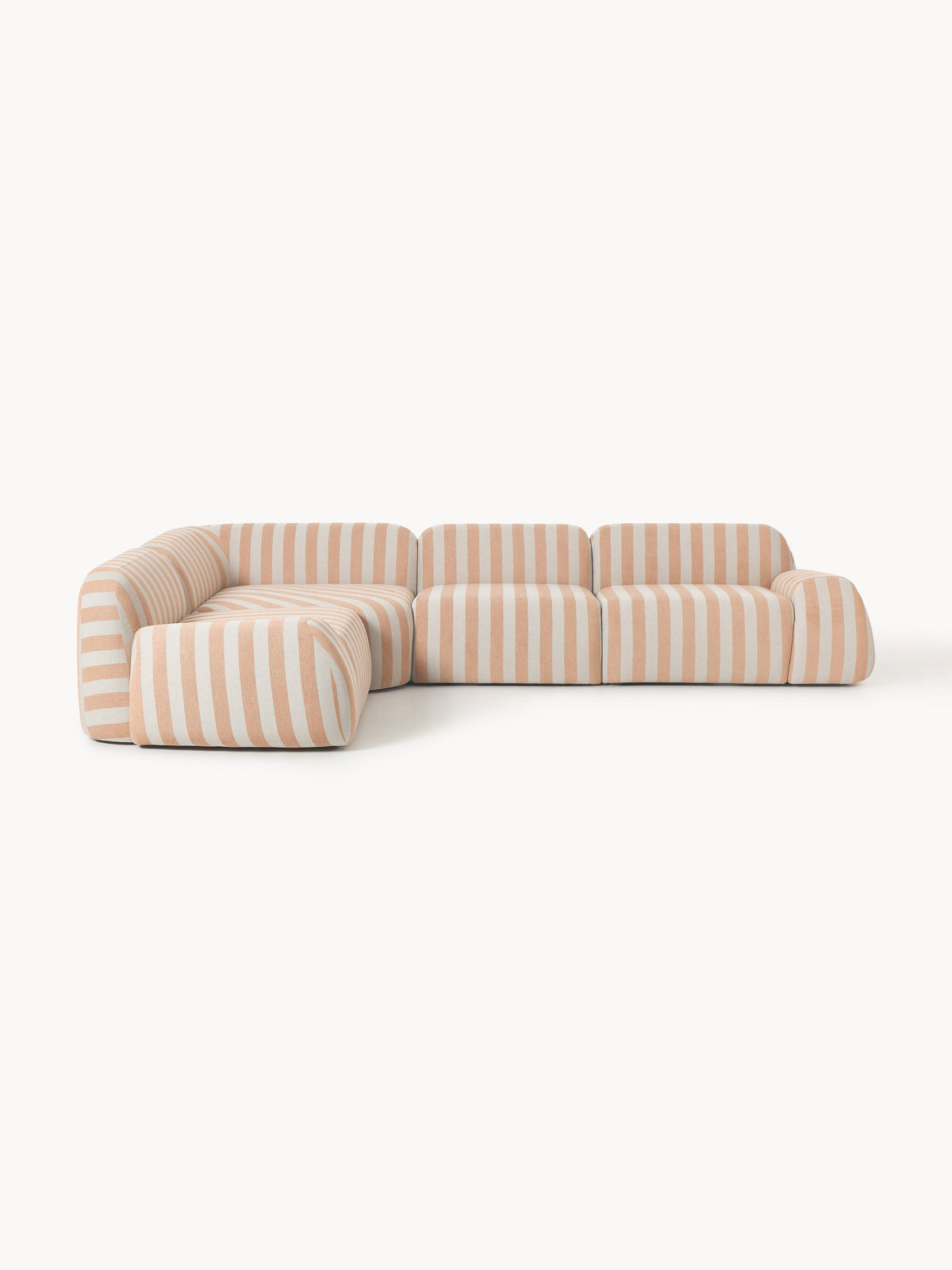 Wolke Modular Striped Corner Sofa (4-seater) — Oatmeal