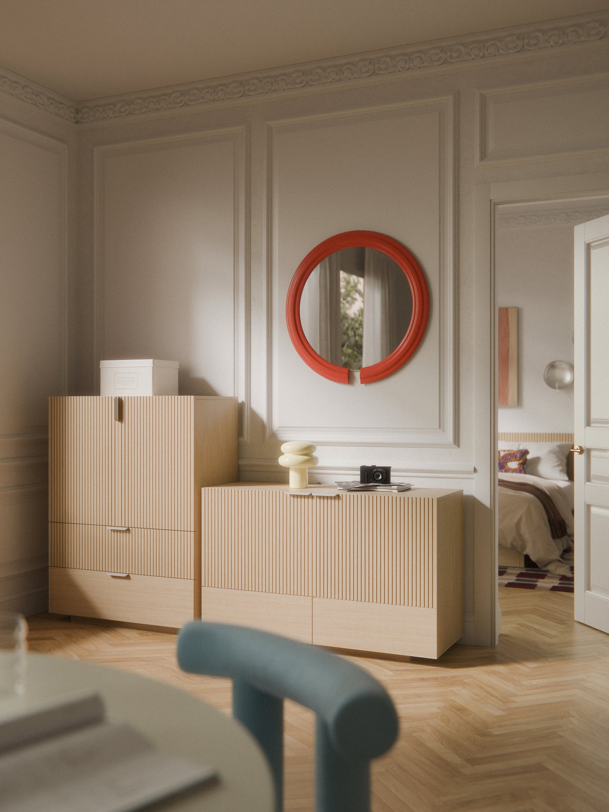 Sato Wood-Highboard — Taupe