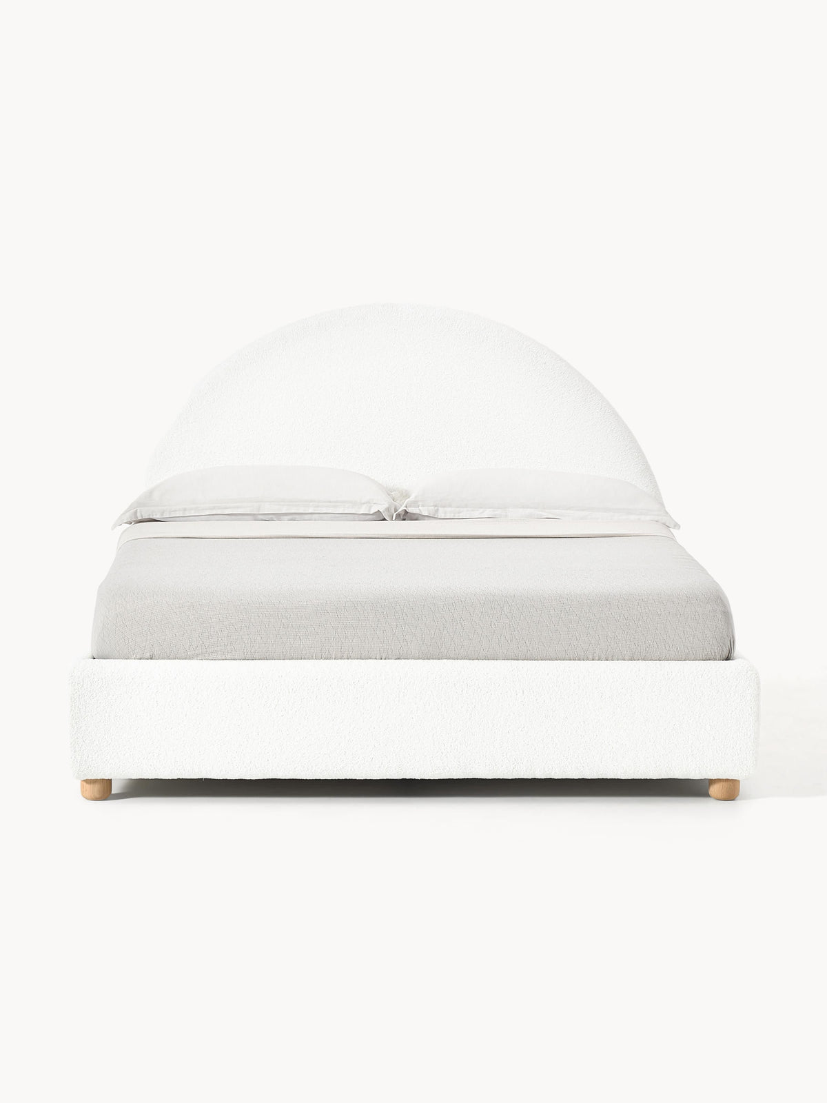 Ebba Teddy-Upholstered Bed — Off-White
