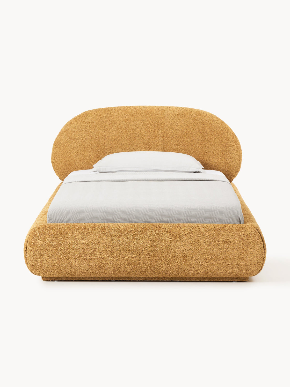 Alba Single Bed in Teddy Bouclé with Storage — Sand