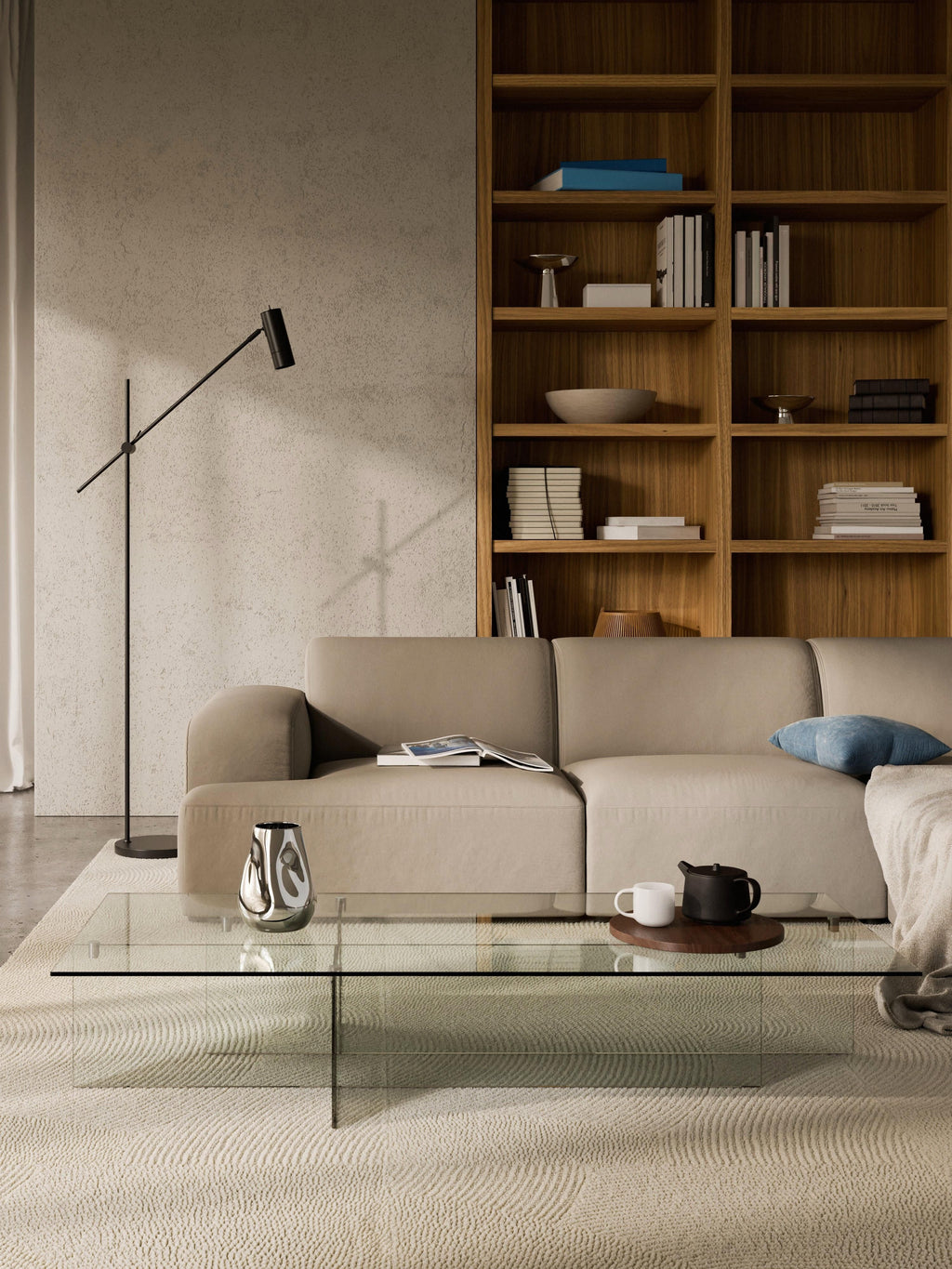 Anouk Large Glass-Coffee Table, B 160 cm — Off-White