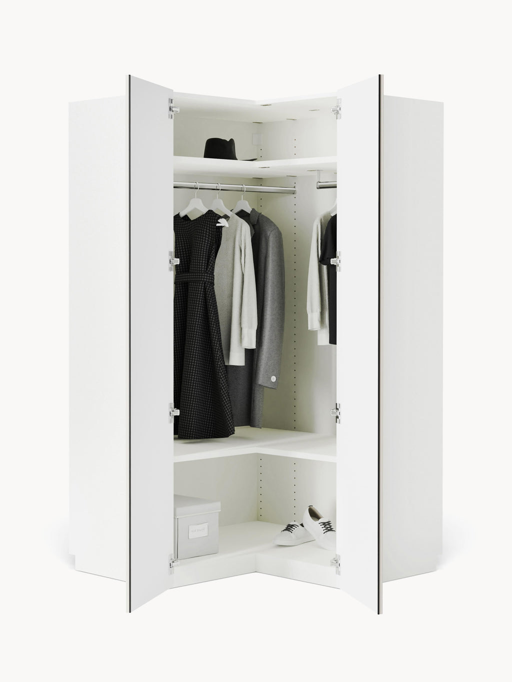 Charlotte Modular Corner Wardrobe, 115 cm Width — Light Grey