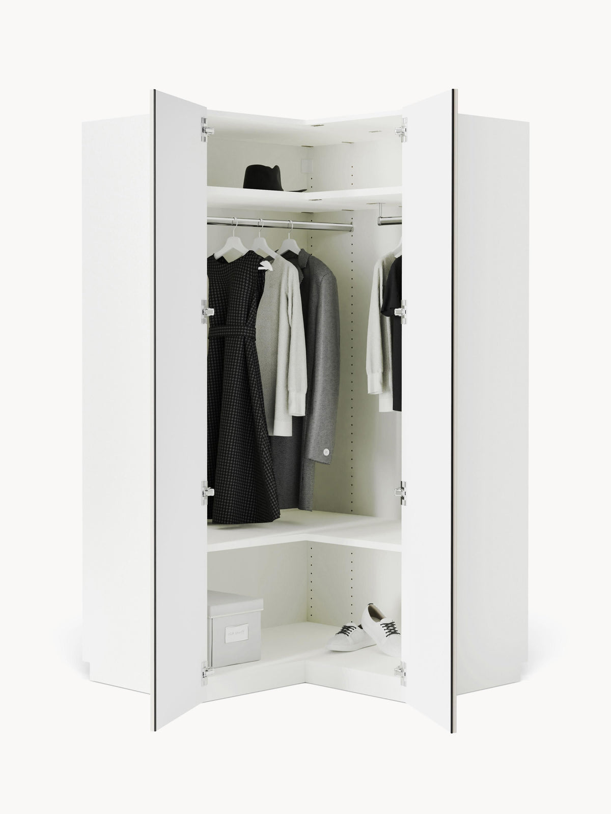 Charlotte Modular Corner Wardrobe, 115 cm Width — Light Grey