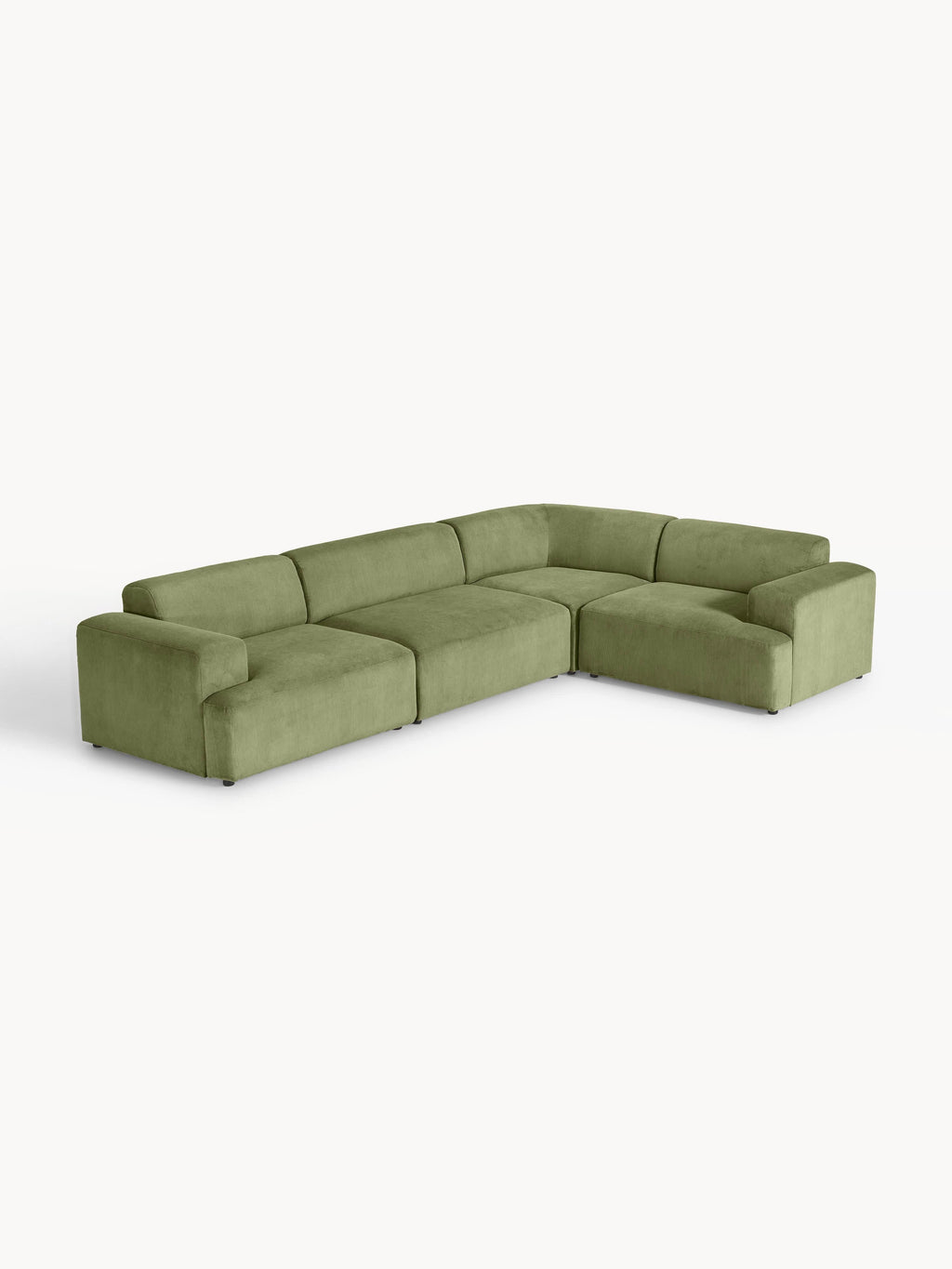 Melva Large Corduroy Corner Sofa (4-seater) — Taupe