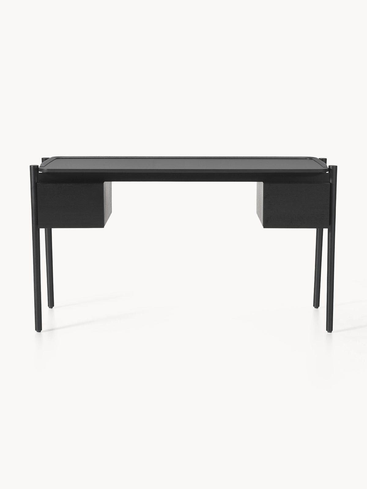 Libby Wood-Desk with Drawers — Slate Grey
