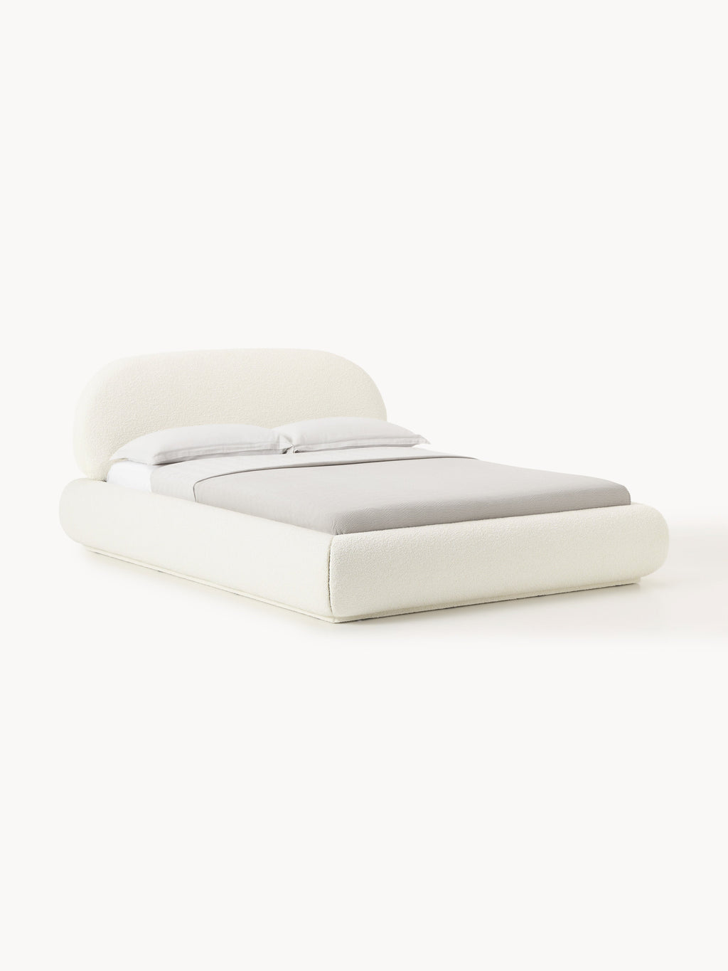 Alba Bouclé Upholstered Bed with Storage — Off-White