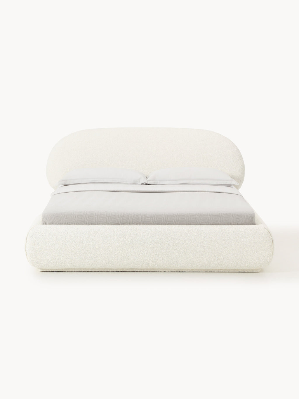 Alba Bouclé Upholstered Bed with Storage — Off-White