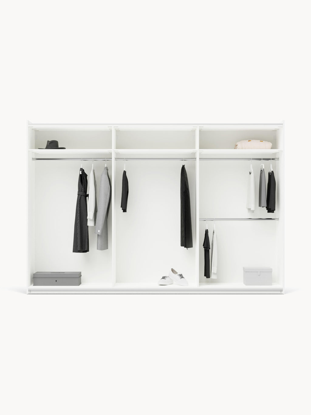 Charlotte Modular Sliding-Door Wardrobe, 300 cm Width, in various sizes — Off-White