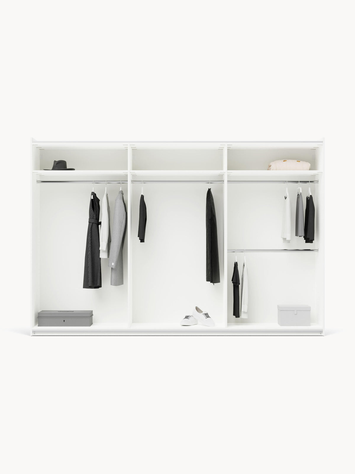 Charlotte Modular Sliding-Door Wardrobe, 300 cm Width, in various sizes — Off-White