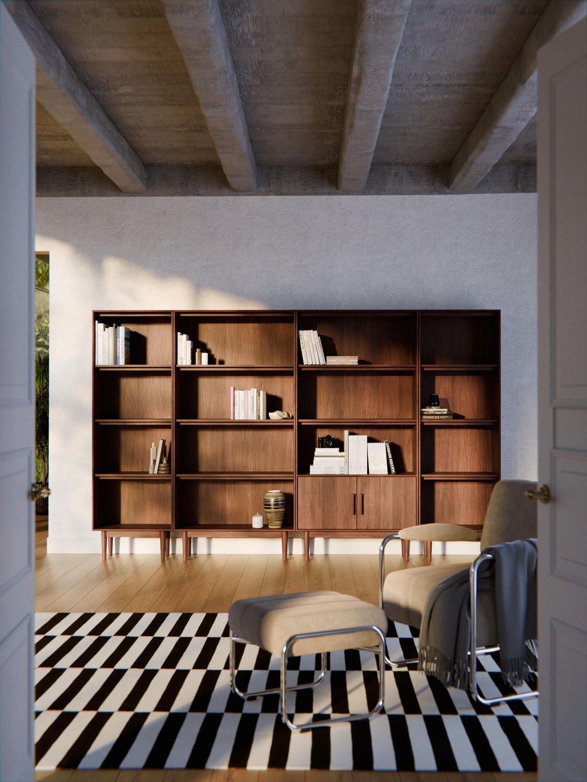 Paul Tall Shelving Unit in Mango Wood — Brown