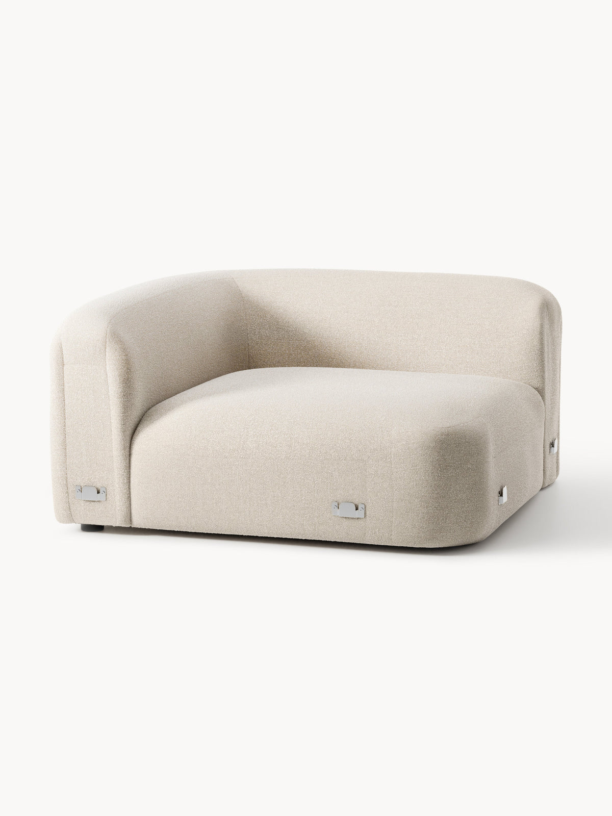 Wolke Round Bouclé Corner Module — Light Grey
