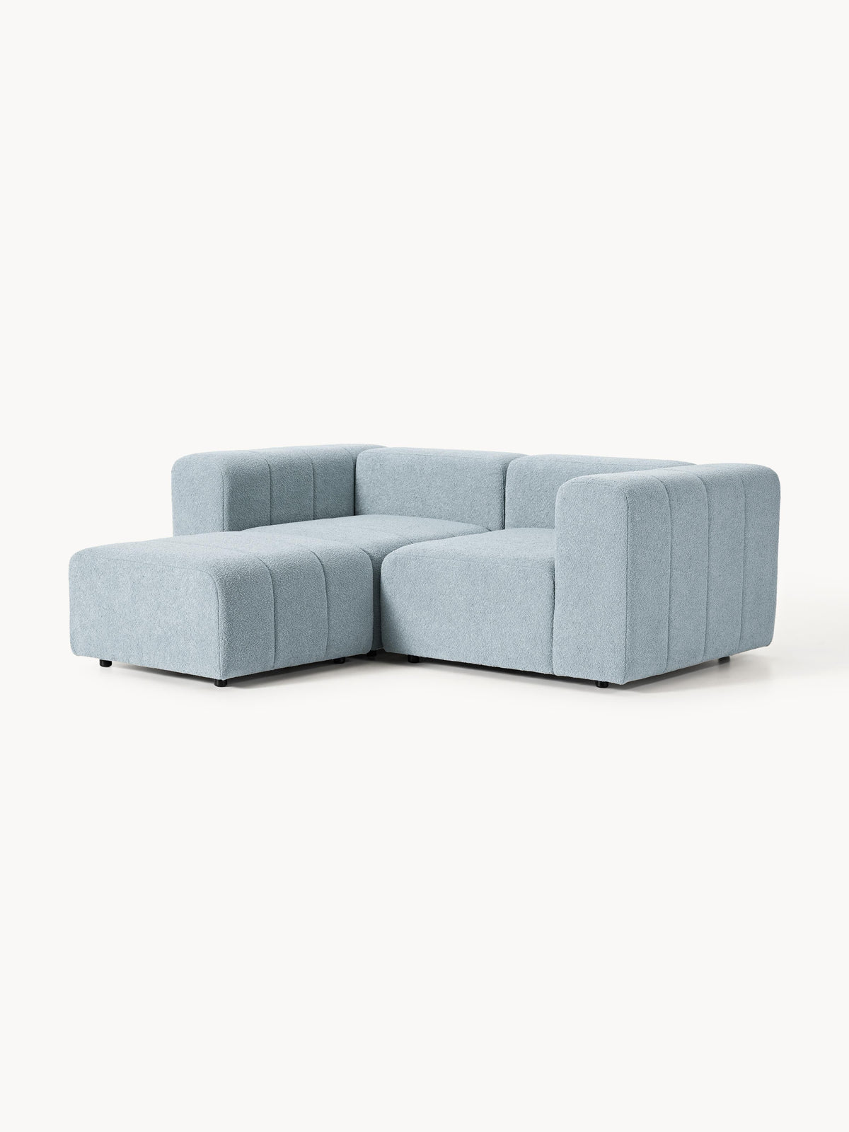 Lena Modular Bouclé Sofa (3-seater) with Ottoman (left/right) — Grey