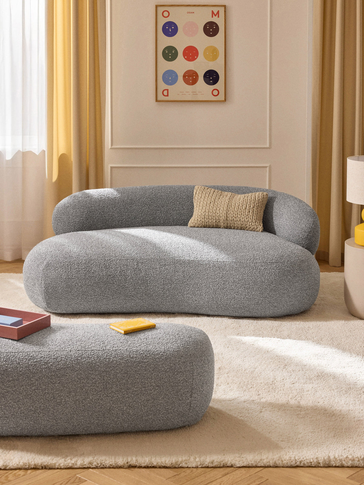 Alba Bouclé Sofa (2-seater) — Grey