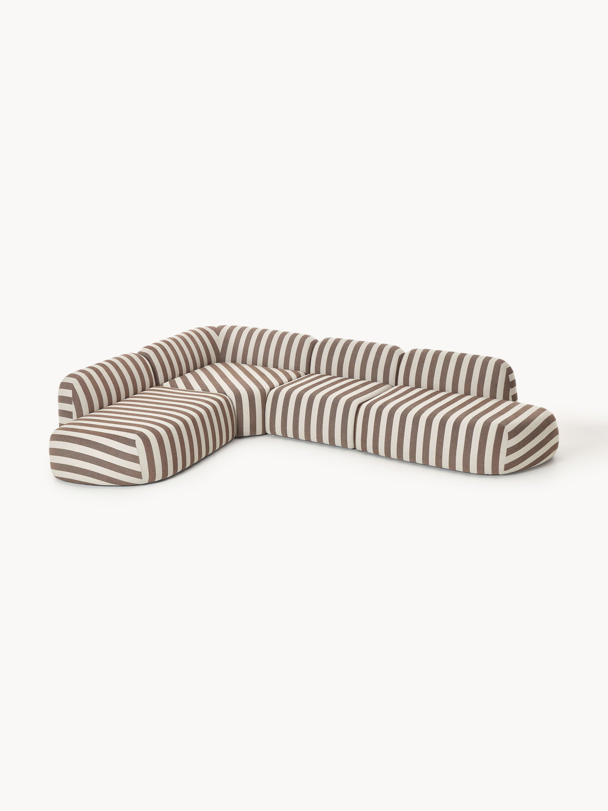 Wolke Modular Striped XL Corner Sofa with Chaise Longue — Greige