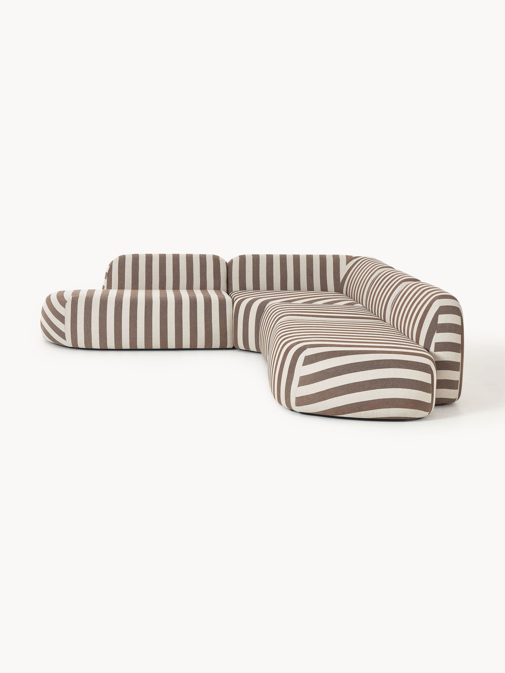 Wolke Modular Striped XL Corner Sofa with Chaise Longue — Greige