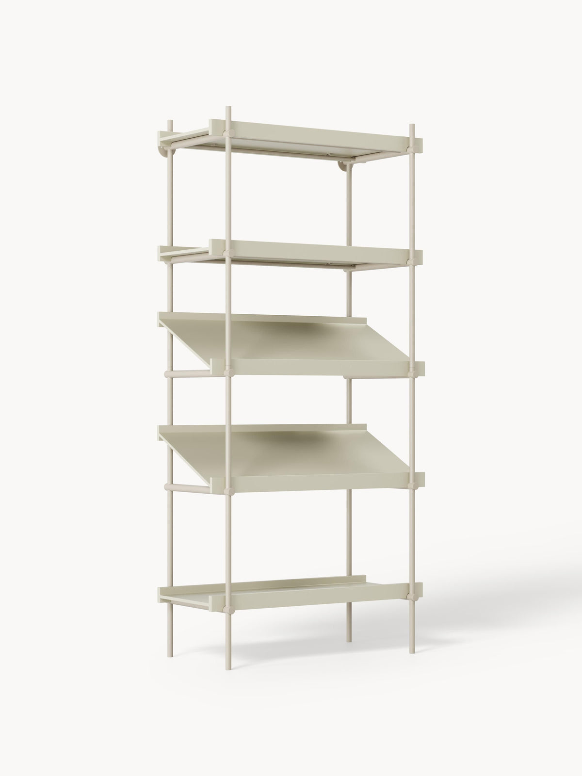 Rio Tall Shelving Unit with Sloped Shelves — Light Grey