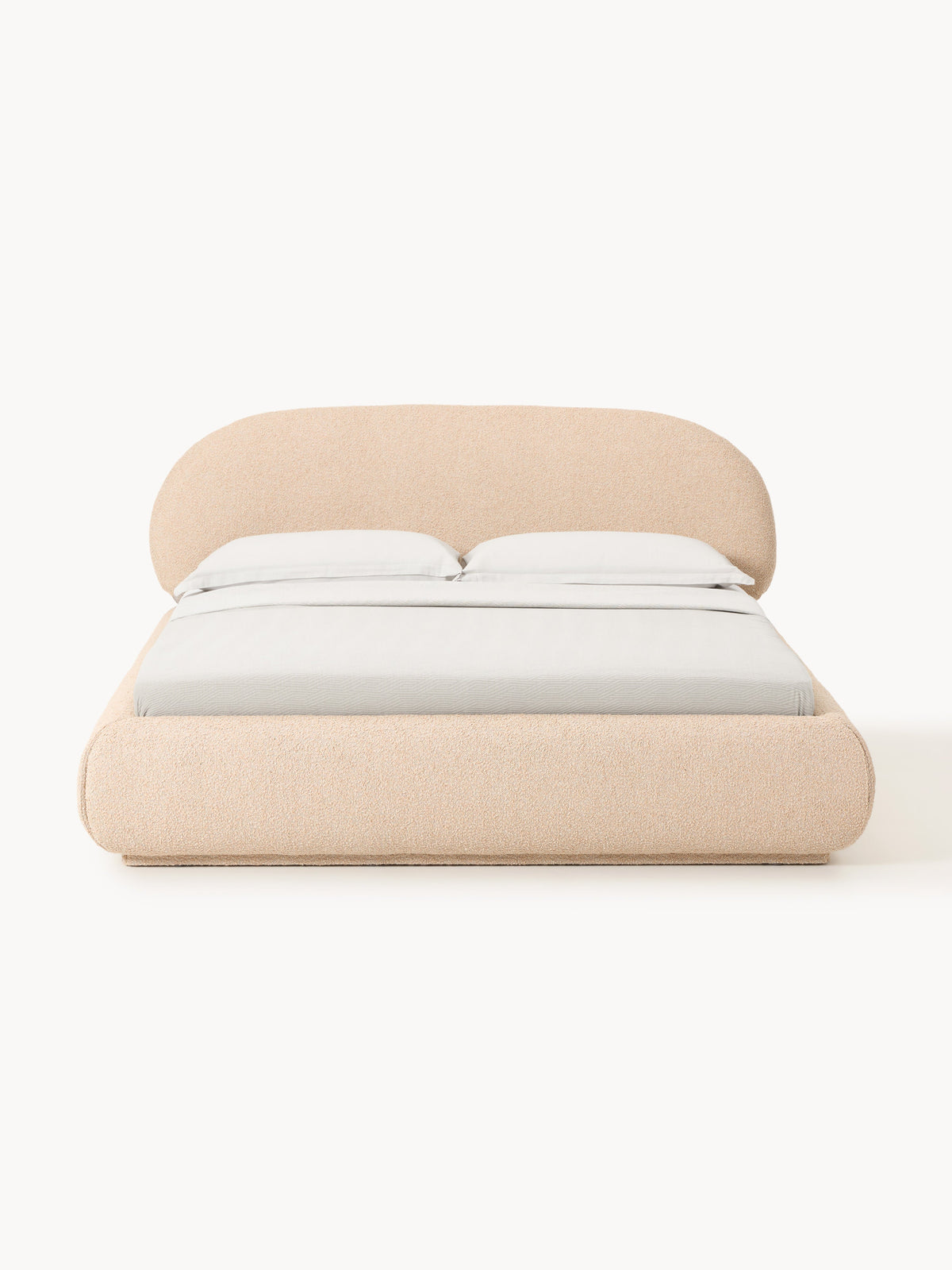 Alba Bouclé Upholstered Bed — Blush