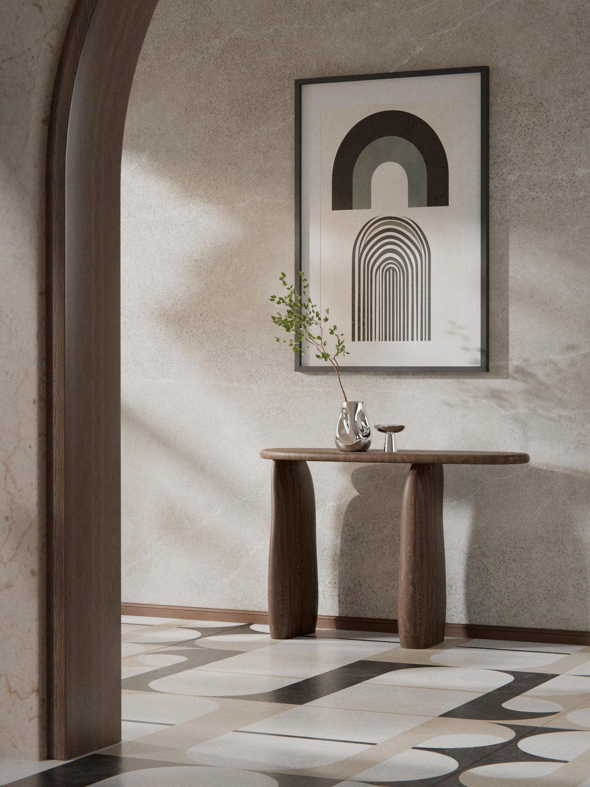 Pamuk Console Table in Mango Wood — Dark Grey