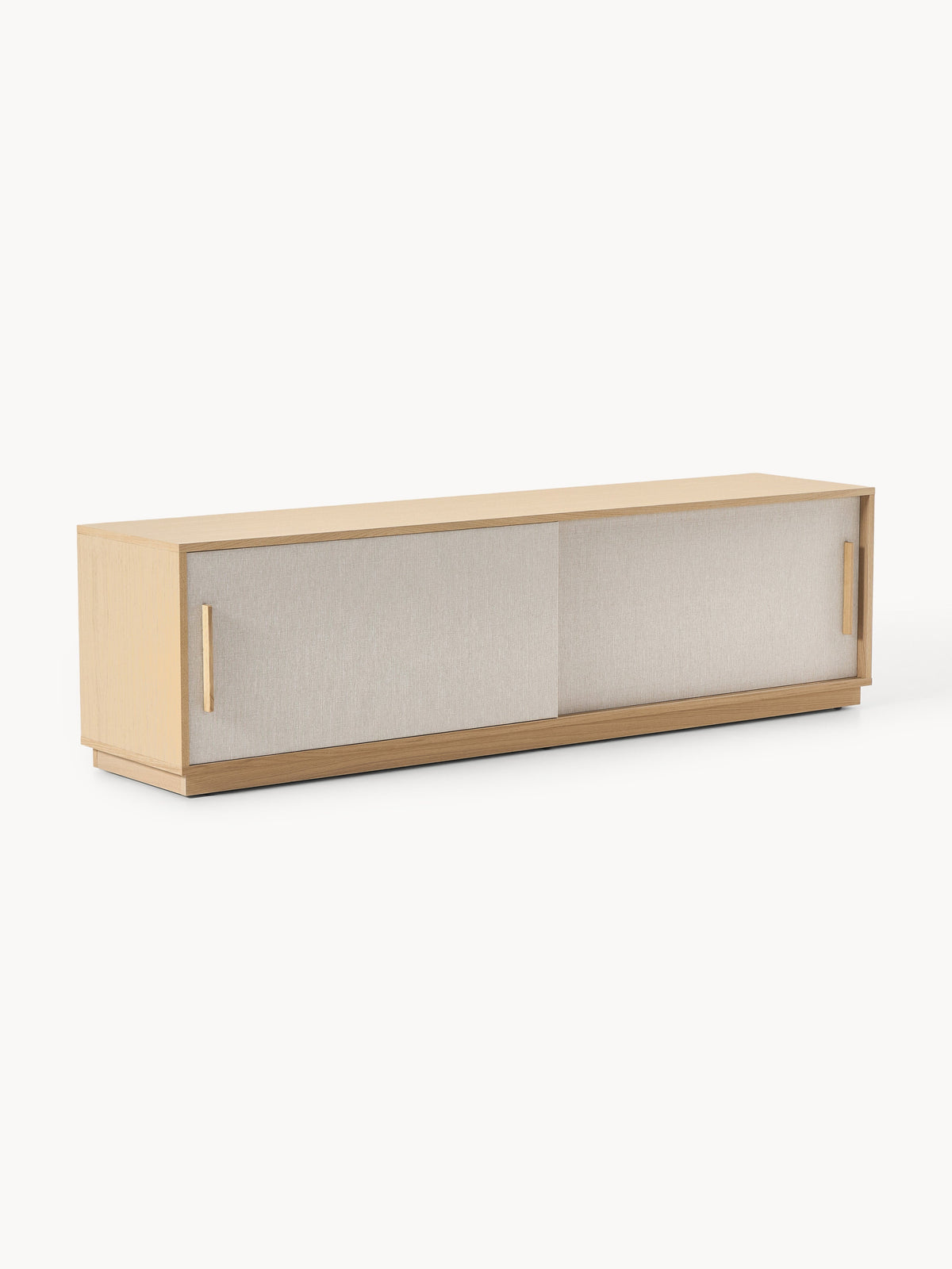 Wisp Wood-TV-Lowboard with Upholstered Front — Oatmeal