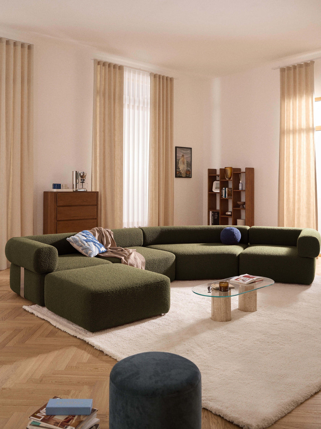Anton Round Bouclé Corner Module — Anthracite