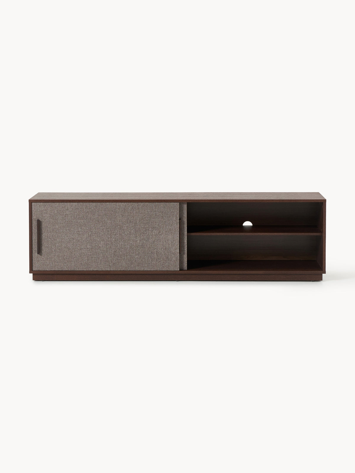Wisp Wood-TV-Lowboard with Upholstered Front — Dark Grey