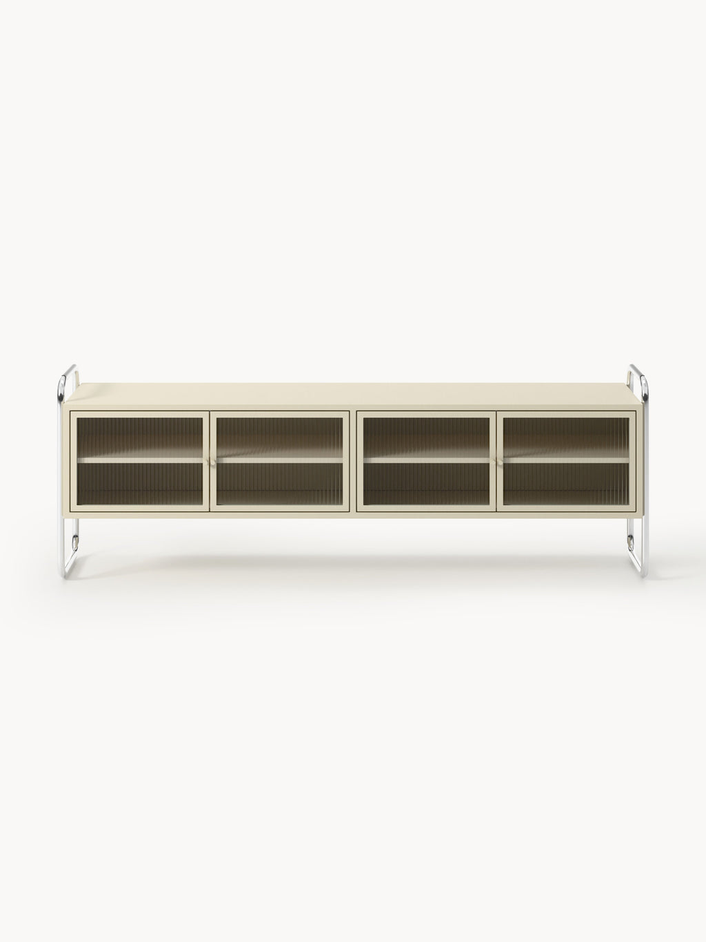 Robyn Metal-Lowboard with Glass-Front — Warm Grey