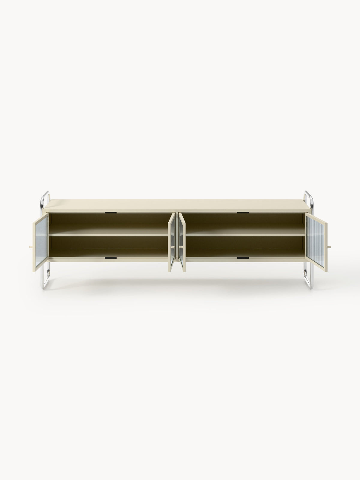 Robyn Metal-Lowboard with Glass-Front — Warm Grey
