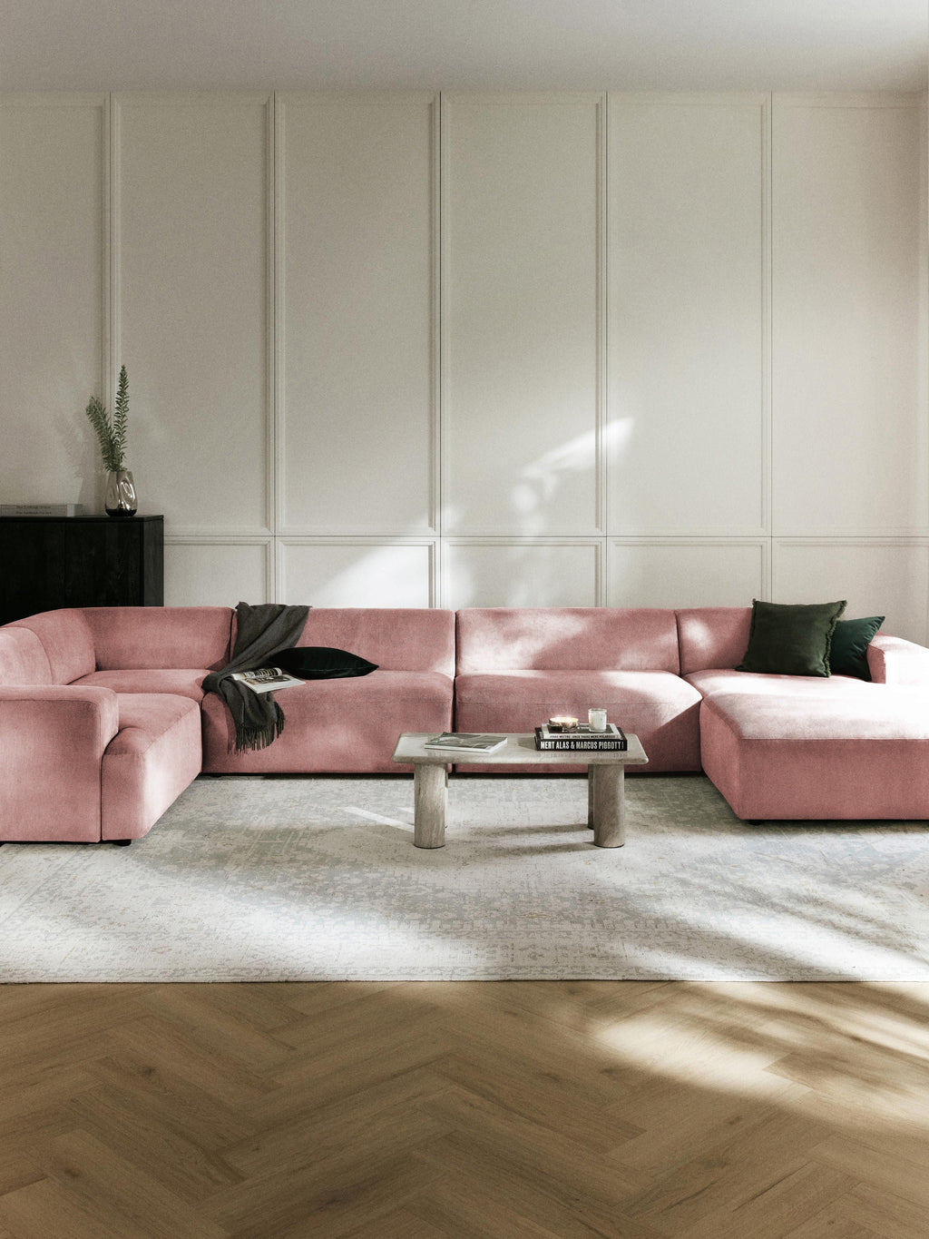 Melva XL Corduroy-Sofa — Pink