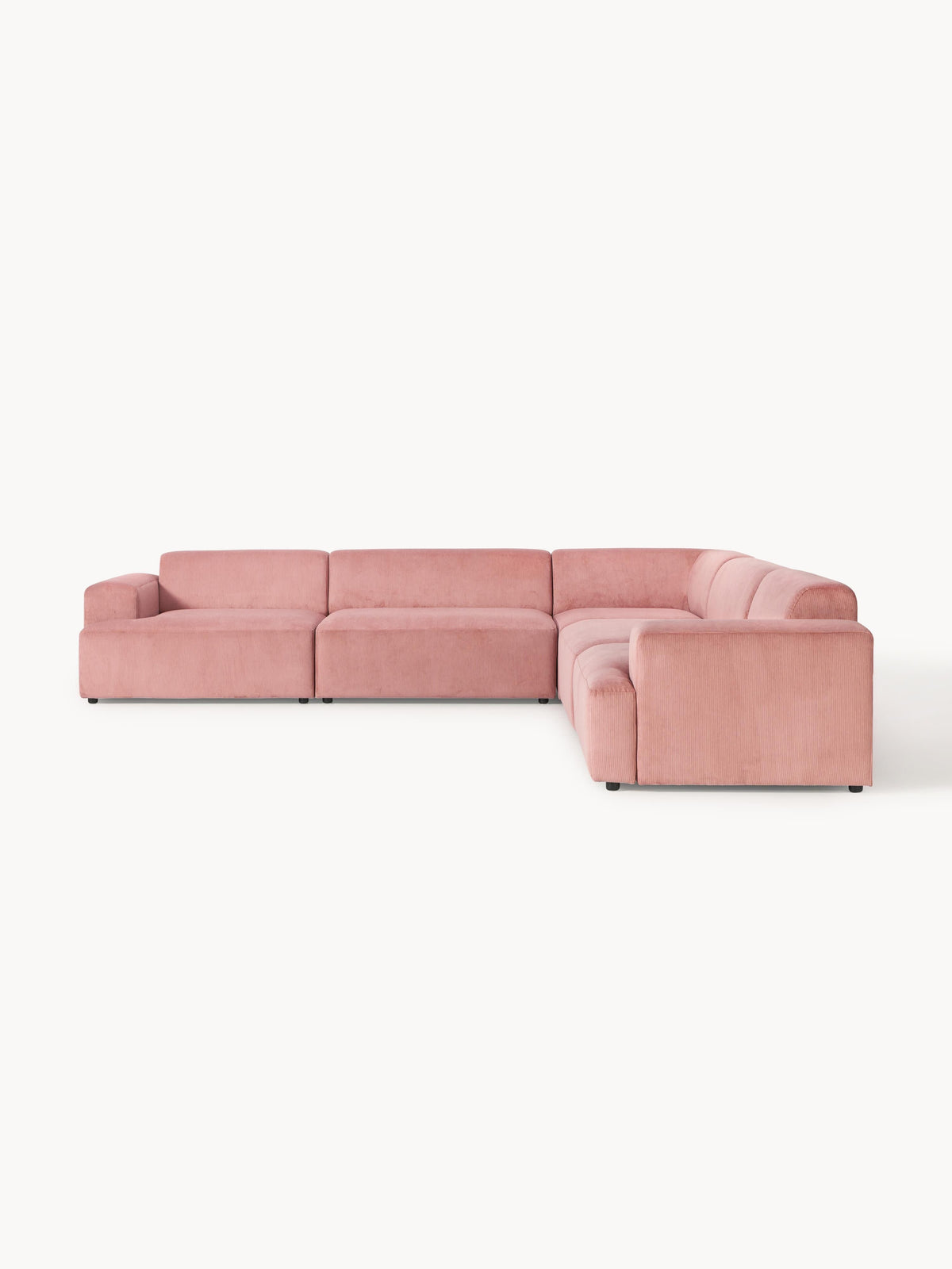 Melva Corduroy Corner Sofa (4-seater) — Greige